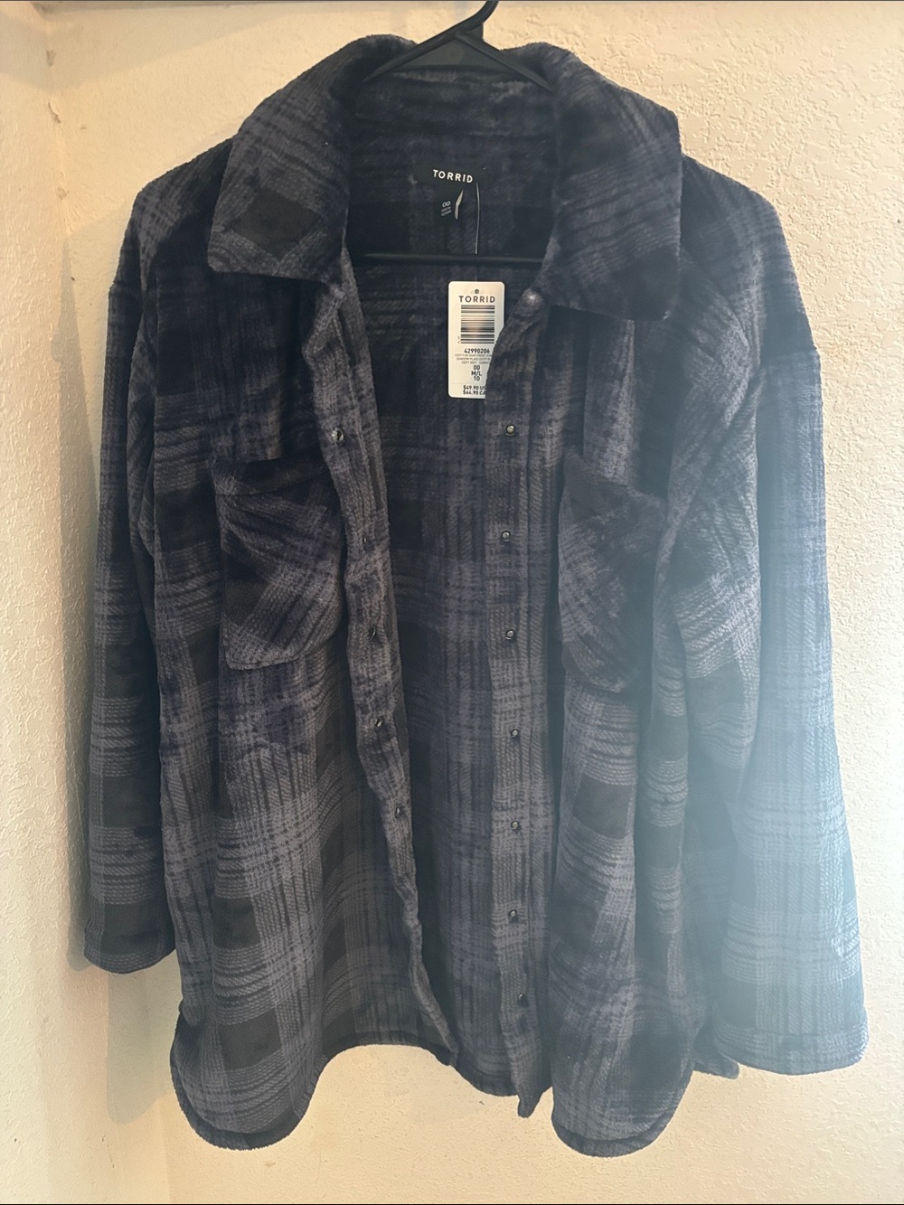 torrid Black & Charcoal Plaid Utility Shacket